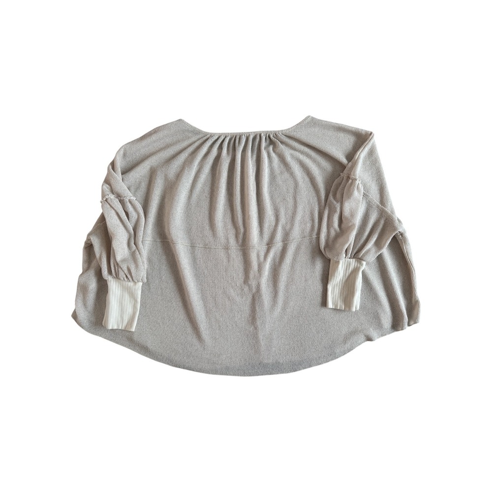 Free People Oversized Knit Balloon Sleeve Blue Bell‎ Henley XS Beige Long Sleeve - Picture 14 of 14